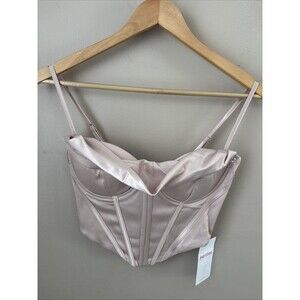 Parthea Women’s XS Nude Corset Top Cowl Neck Bustier NWT